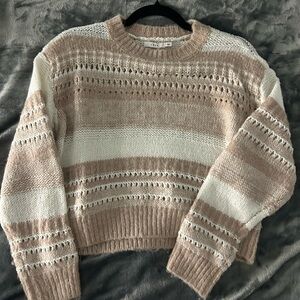 Lush Taupe and Cream Knit Sweater